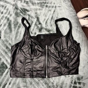 SHEIN Black Faux Leather Top